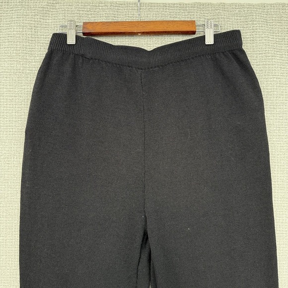 St John Knit Cropped Pants High Waist Career Casual Black Trousers Sz L Santana - Picture 9 of 11